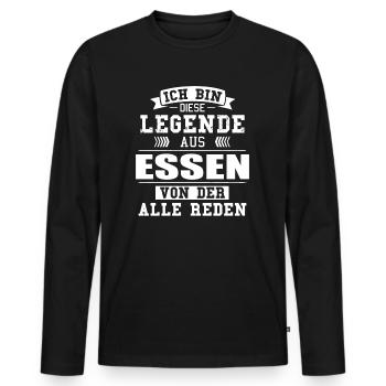 Stadt Essen Deutschland Legende Spruch - Männer Premium Bio Langarmshirt - Schwarz - Vorne - Nico (187cm)