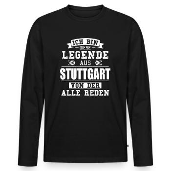 Stadt Stuttgart Deutschland Legende Spruch - Männer Premium Bio Langarmshirt - Schwarz - Vorne - Nico (187cm)