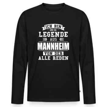 Stadt Mannheim Deutschland Legende Spruch - Männer Premium Bio Langarmshirt - Schwarz - Vorne - Nico (187cm)
