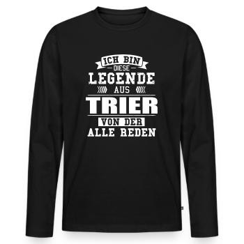 Stadt Trier Deutschland Legende Spruch - Männer Premium Bio Langarmshirt - Schwarz - Vorne - Nico (187cm)