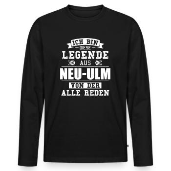 Stadt Neu-Ulm Deutschland Legende Spruch - Männer Premium Bio Langarmshirt - Schwarz - Vorne - Nico (187cm)