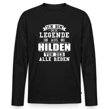 Stadt Hilden Deutschland Legende Spruch - Männer Premium Bio Langarmshirt - Schwarz - Vorne - Nico (187cm)