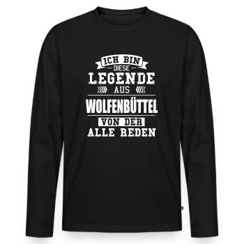 Stadt Wolfenbüttel Deutschland Legende Spruch - Männer Premium Bio Langarmshirt - Schwarz - Vorne - Nico (187cm)