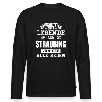 Stadt Straubing Deutschland Legende Spruch - Männer Premium Bio Langarmshirt - Schwarz - Vorne - Nico (187cm)