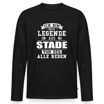 Stadt Stade Deutschland Legende Spruch - Männer Premium Bio Langarmshirt - Schwarz - Vorne - Nico (187cm)