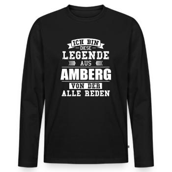 Stadt Amberg Deutschland Legende Spruch - Männer Premium Bio Langarmshirt - Schwarz - Vorne - Nico (187cm)