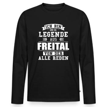 Stadt Freital Deutschland Legende Spruch - Männer Premium Bio Langarmshirt - Schwarz - Vorne - Nico (187cm)