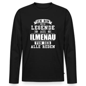 Stadt Ilmenau Deutschland Legende Spruch - Männer Premium Bio Langarmshirt - Schwarz - Vorne - Nico (187cm)