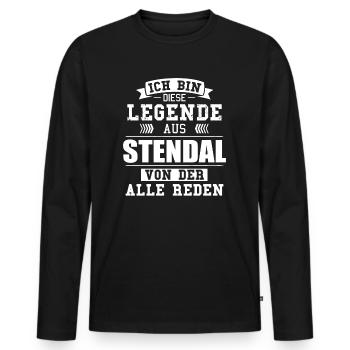 Stadt Stendal Deutschland Legende Spruch - Männer Premium Bio Langarmshirt - Schwarz - Vorne - Nico (187cm)