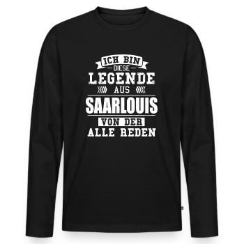 Stadt Saarlouis Deutschland Legende Spruch - Männer Premium Bio Langarmshirt - Schwarz - Vorne - Nico (187cm)