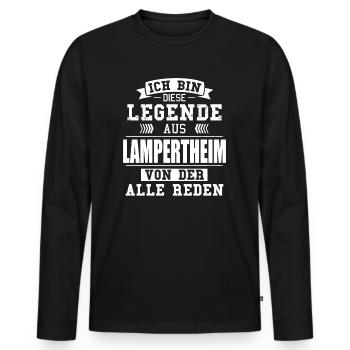 Stadt Lampertheim Deutschland Legende Spruch - Männer Premium Bio Langarmshirt - Schwarz - Vorne - Nico (187cm)