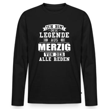 Stadt Merzig Deutschland Legende Spruch - Männer Premium Bio Langarmshirt - Schwarz - Vorne - Nico (187cm)