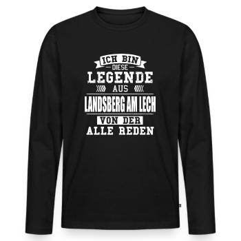 Stadt Landsberg am Lech Deutschland Legende Spruch - Männer Premium Bio Langarmshirt - Schwarz - Vorne - Nico (187cm)