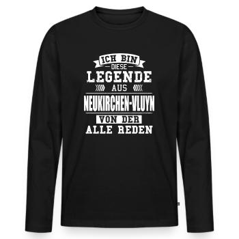 Stadt Neukirchen-Vluyn Deutschland Legende Spruch - Männer Premium Bio Langarmshirt - Schwarz - Vorne - Nico (187cm)