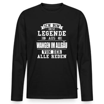 Stadt Wangen im Allgäu Deutschland Legende Spruch - Männer Premium Bio Langarmshirt - Schwarz - Vorne - Nico (187cm)