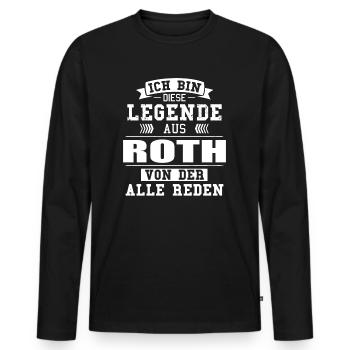 Stadt Roth Deutschland Legende Spruch - Männer Premium Bio Langarmshirt - Schwarz - Vorne - Nico (187cm)