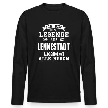 Stadt Lennestadt Deutschland Legende Spruch - Männer Premium Bio Langarmshirt - Schwarz - Vorne - Nico (187cm)