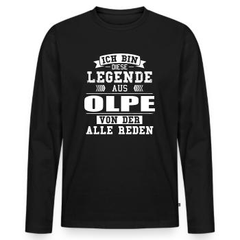 Stadt Olpe Deutschland Legende Spruch - Männer Premium Bio Langarmshirt - Schwarz - Vorne - Nico (187cm)