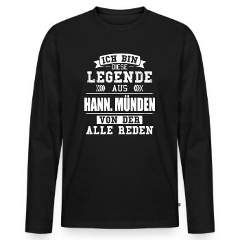 Stadt Hann. Münden Deutschland Legende Spruch - Männer Premium Bio Langarmshirt - Schwarz - Vorne - Nico (187cm)