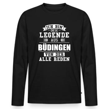 Stadt Büdingen Deutschland Legende Spruch - Männer Premium Bio Langarmshirt - Schwarz - Vorne - Nico (187cm)