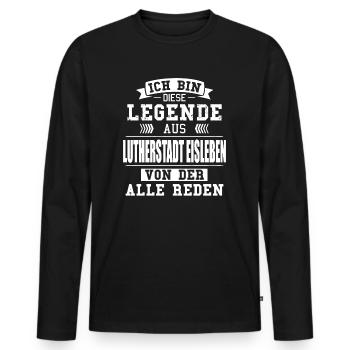 Stadt Lutherstadt Eisleben Deutschland Legende - Männer Premium Bio Langarmshirt - Schwarz - Vorne - Nico (187cm)