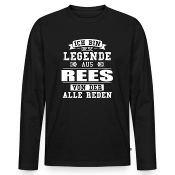 Stadt Rees Deutschland Legende Spruch - Männer Premium Bio Langarmshirt - Schwarz - Vorne - Nico (187cm)