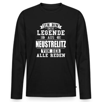 Stadt Neustrelitz Deutschland Legende Spruch - Männer Premium Bio Langarmshirt - Schwarz - Vorne - Nico (187cm)