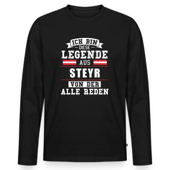 Stadt Steyr Österreich Legende Spruch - Männer Premium Bio Langarmshirt - Schwarz - Vorne - Nico (187cm)