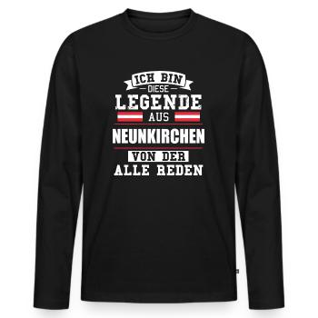 Stadt Neunkirchen Österreich Legende Spruch - Männer Premium Bio Langarmshirt - Schwarz - Vorne - Nico (187cm)