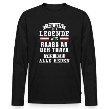 Stadt Raabs an der Thaya Österreich Legende Spruch - Männer Premium Bio Langarmshirt - Schwarz - Vorne - Nico (187cm)