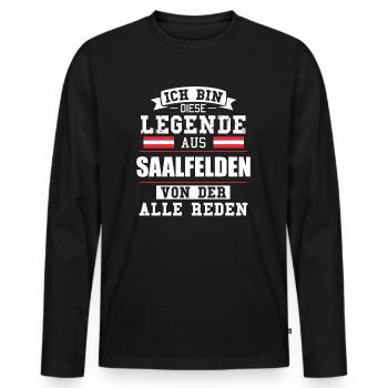 Stadt Saalfelden Österreich Legende Spruch - Männer Premium Bio Langarmshirt - Schwarz - Vorne - Nico (187cm)