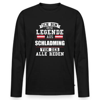 Stadt Schladming Österreich Legende Spruch - Männer Premium Bio Langarmshirt - Schwarz - Vorne - Nico (187cm)