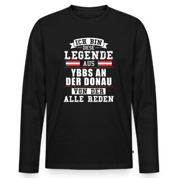 Stadt Ybbs an der Donau Österreich Legende Spruch - Männer Premium Bio Langarmshirt - Schwarz - Vorne - Nico (187cm)
