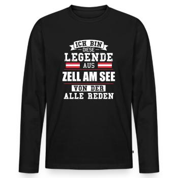 Stadt Zell am See Österreich Legende Spruch - Männer Premium Bio Langarmshirt - Schwarz - Vorne - Nico (187cm)