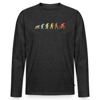Bike Retro Cycling Evolution Bicycle - T-shirt manches longues Premium bio Homme - anthracite chiné - Devant - Nico (187cm)