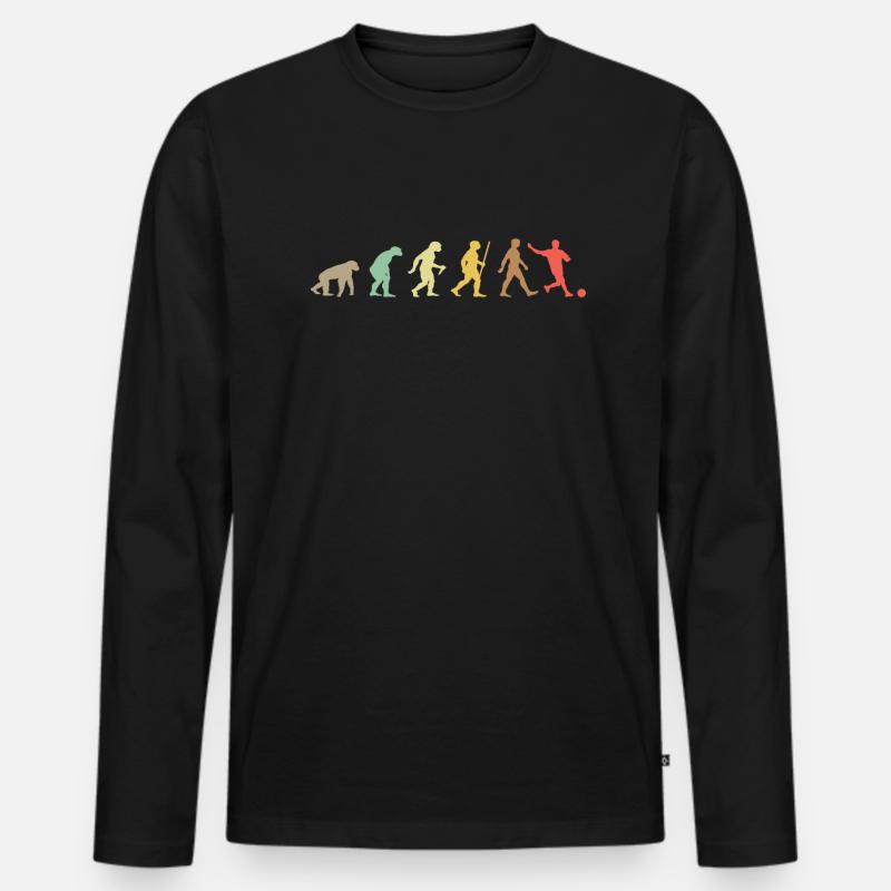 Fußball Retro Fußball Evolution - Männer Premium Bio Langarmshirt - Schwarz