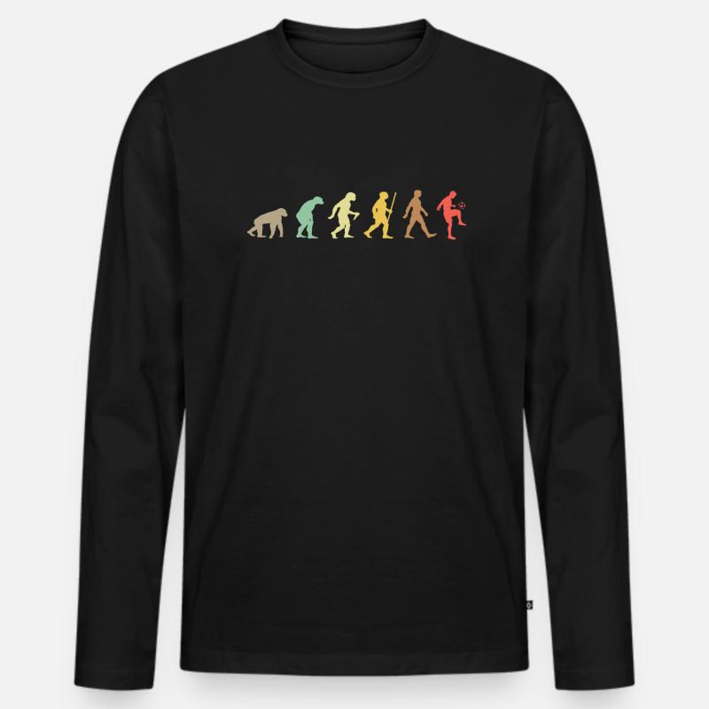 Fußball Retro Fußball Evolution - Männer Premium Bio Langarmshirt - Schwarz