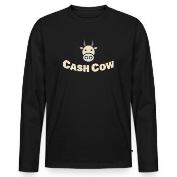 CASH COW - Männer Premium Bio Langarmshirt - Schwarz - Vorne - Nico (187cm)