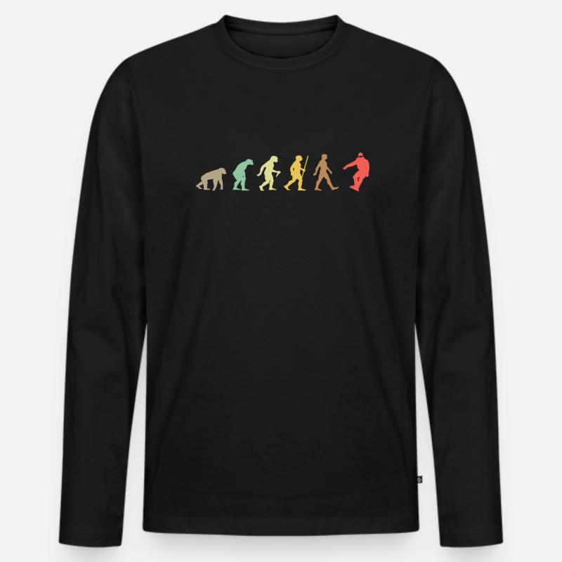 Snowboarding Retro Snowboard Evolution Snowboarder - T-shirt manches longues Premium bio Homme - noir