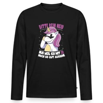 Bitte Kein Neid Weil Ich Mit 32 So Gut Aussehe - Männer Premium Bio Langarmshirt - Schwarz - Vorne - Nico (187cm)