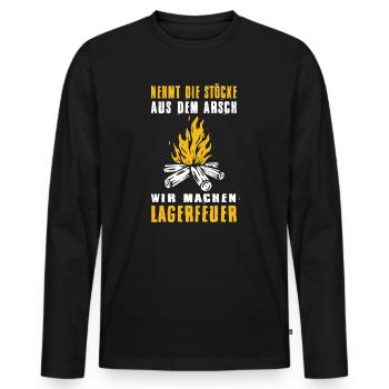 Nehmt Die Stöcke Aus Dem Arsch Machen Lagerfeuer - Männer Premium Bio Langarmshirt - Schwarz - Vorne - Nico (187cm)