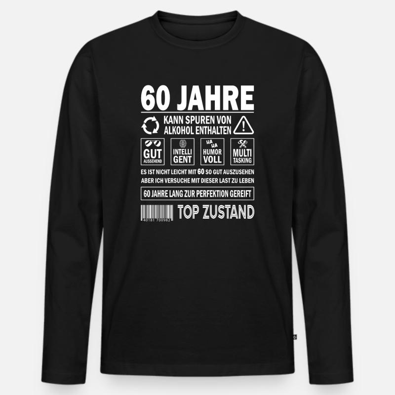60 Geburtstag Papa Opa Zur Perfektion Gereift - Männer Premium Bio Langarmshirt - Schwarz