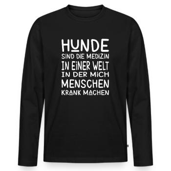 Hundeliebhaber Sprüche Hundehalter Hundezüchter - Männer Premium Bio Langarmshirt - Schwarz - Vorne - Nico (187cm)