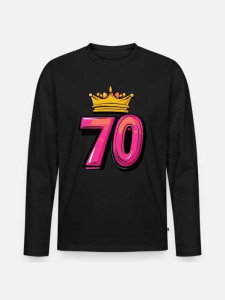 70 Number Crown - Men's Premium Organic Long Sleeve Shirt - black