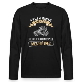 huitres et thérapie - T-shirt manches longues Premium bio Homme - noir - Devant - Nico (187cm)