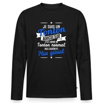 tonton agriculteur - T-shirt manches longues Premium bio Homme - noir - Devant - Nico (187cm)