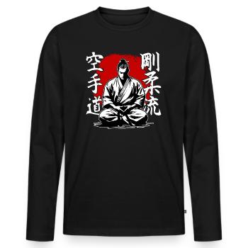 Samurai Goju Ryu Karate Kampfkunststil - Männer Premium Bio Langarmshirt - Schwarz - Vorne - Nico (187cm)