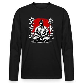 Samurai Shito Ryu Kampfkunststil Karate - Männer Premium Bio Langarmshirt - Schwarz - Vorne - Nico (187cm)