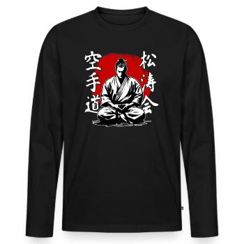 Samurai Shitokai Karate Kimono Martial Arts - Men's Premium Organic Long Sleeve Shirt - black - Front - Nico (187cm)