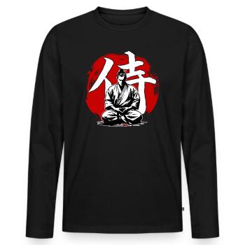 Samurai Ronin Karate Kimono Martial Arts - Men's Premium Organic Long Sleeve Shirt - black - Front - Nico (187cm)